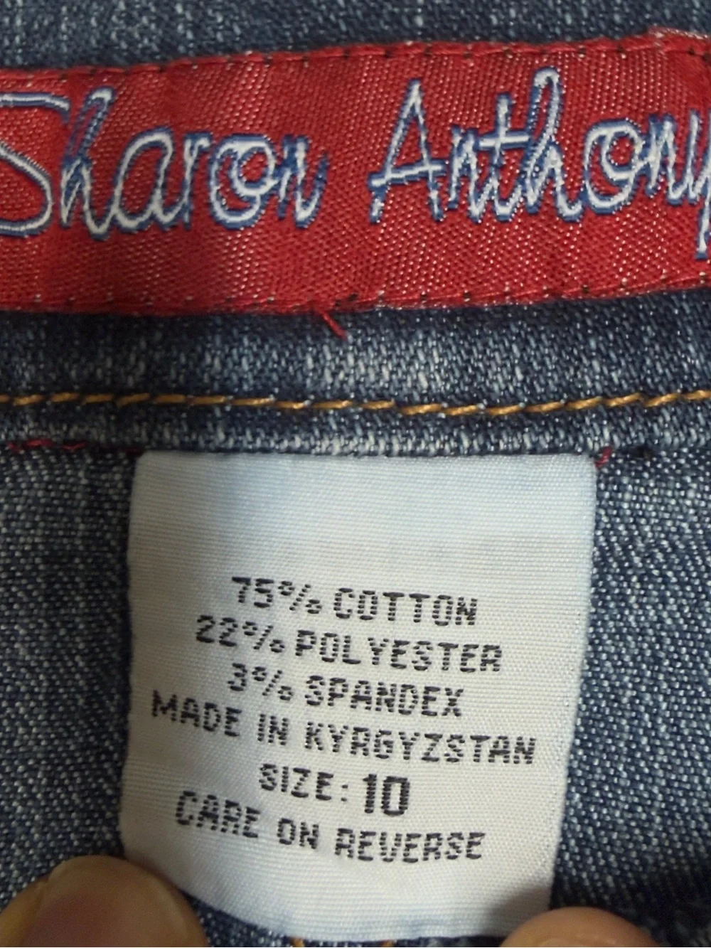 Y2K Sharon Anthony Denim Pencil Skirt Front Slit Stretch Jean Skirt Size 10‎